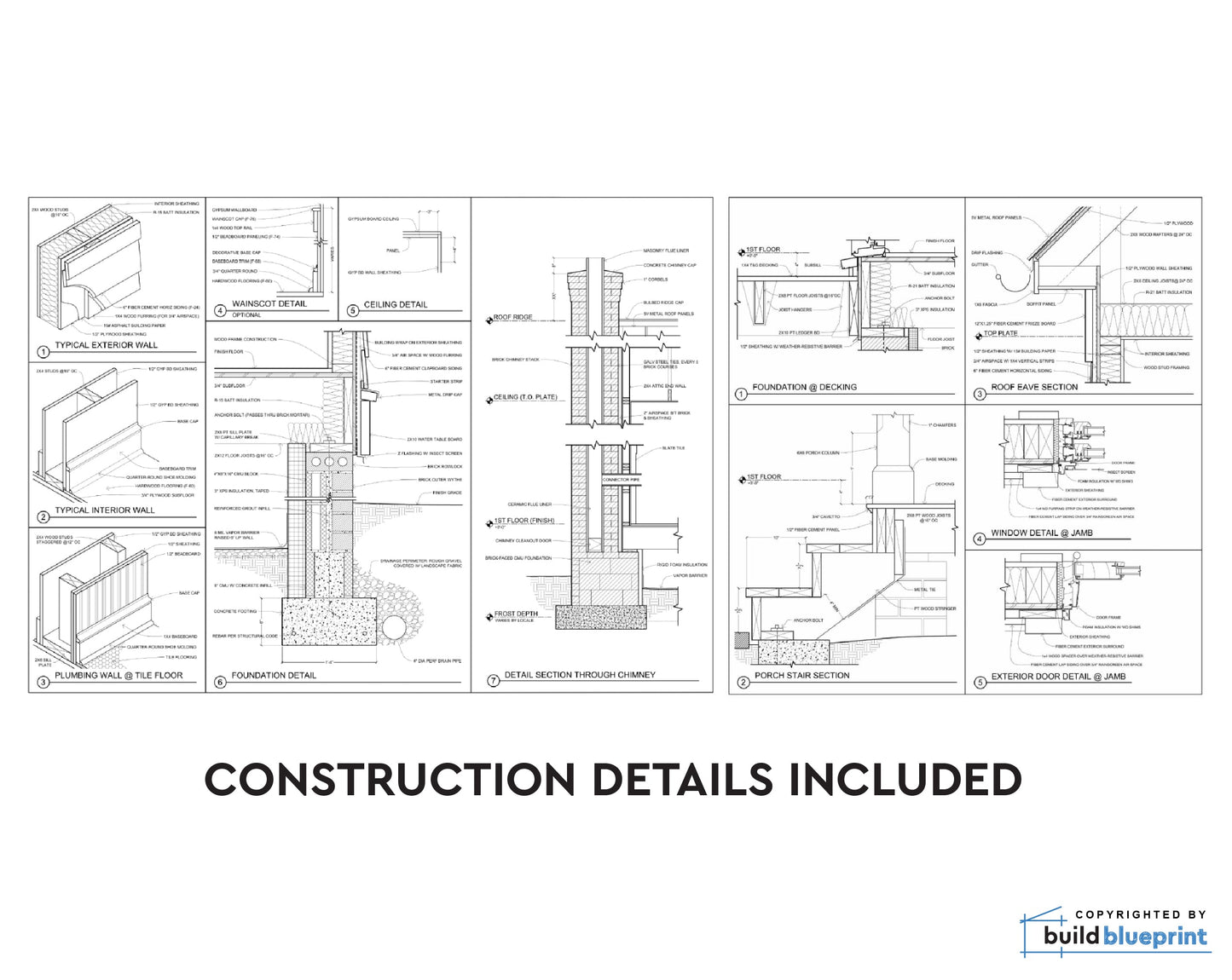 24' x 34' Large Adirondack Cabin Architectural Plans