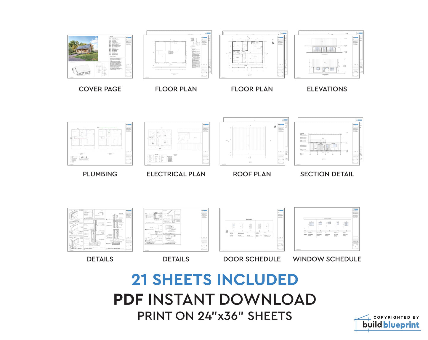 24' x 34' Large Adirondack Cabin Architectural Plans