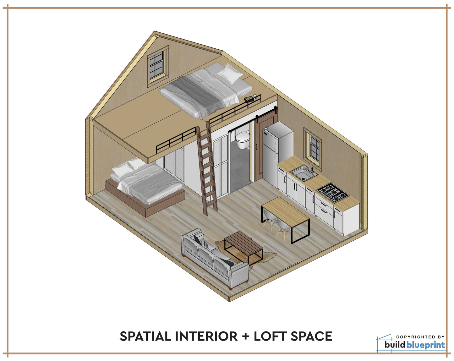 16' x 20' Redwood Cabin Loft DIY Build Plans