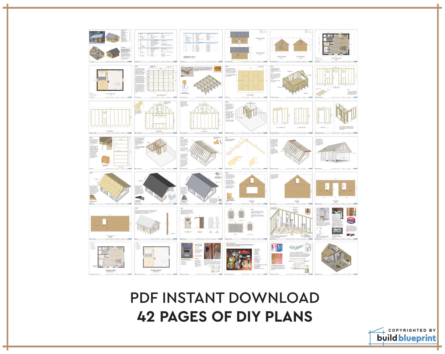 16' x 20' Redwood Cabin Loft DIY Build Plans