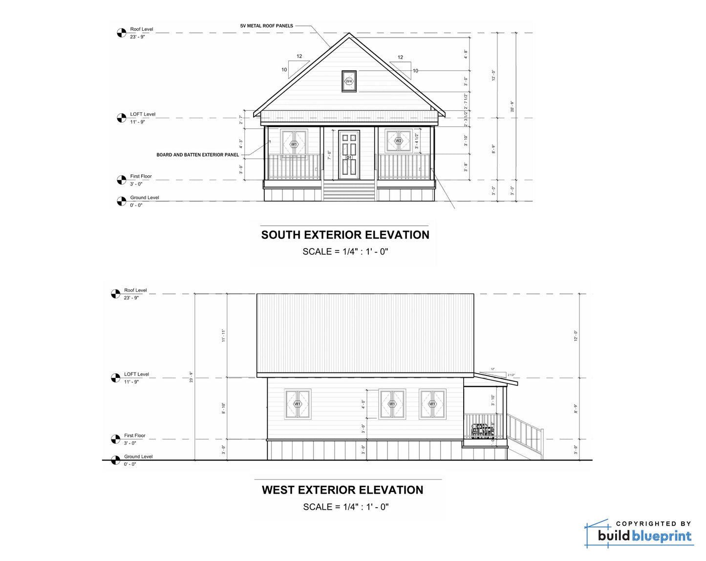 24' x 28' Honey Creek Cabin Architectural Plans